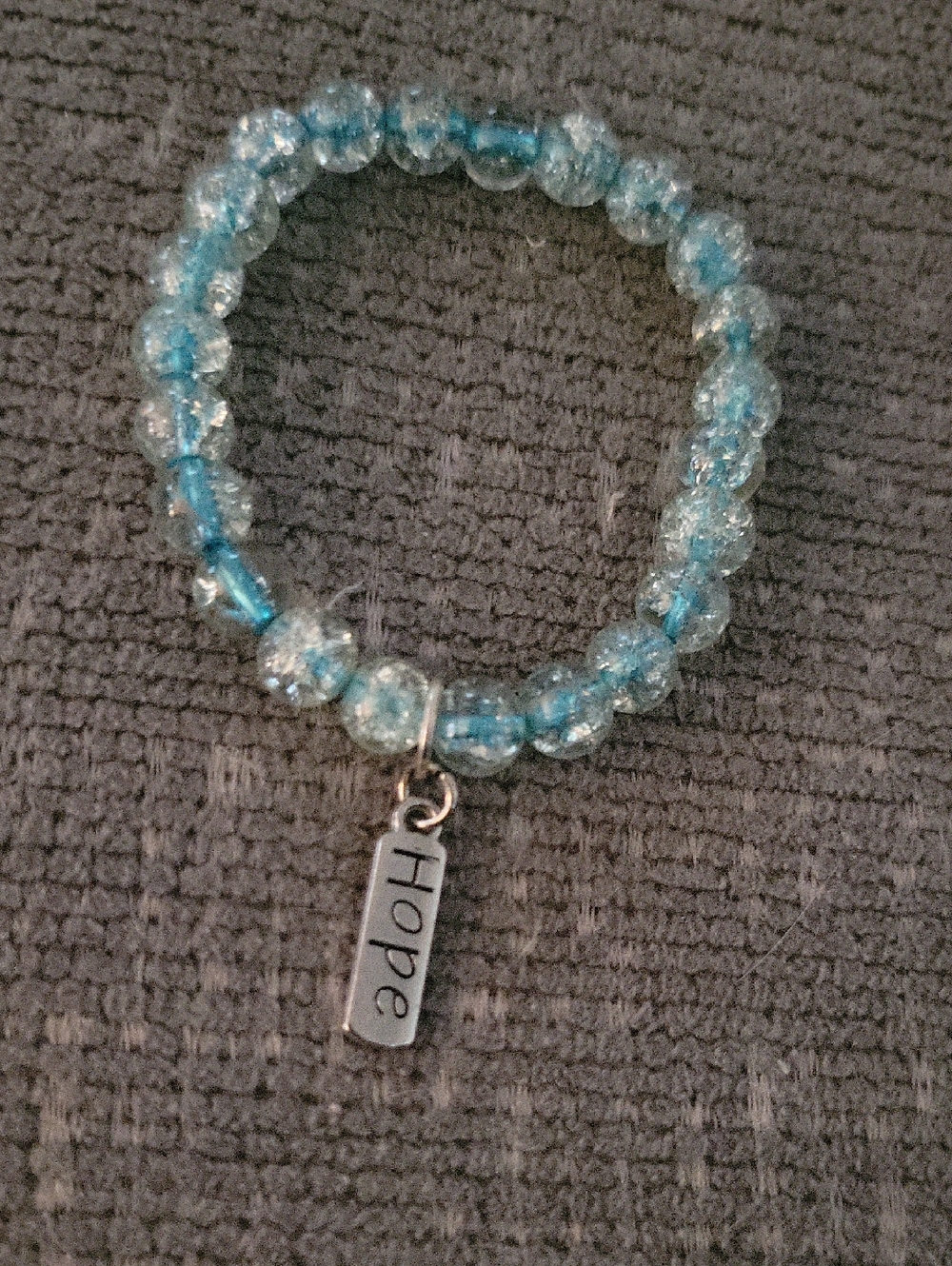 Source Unknown Blue 'Hope' Beaded Stretch Bracelet